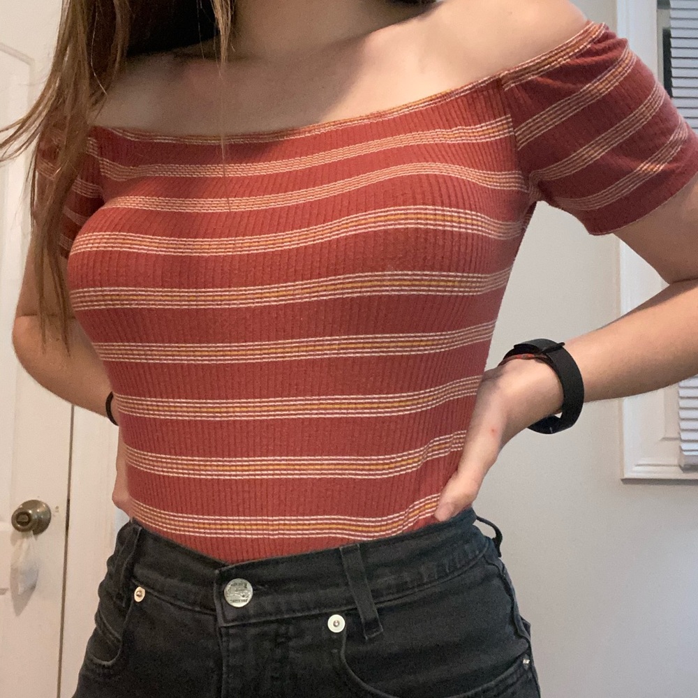 On/off the shoulder striped top